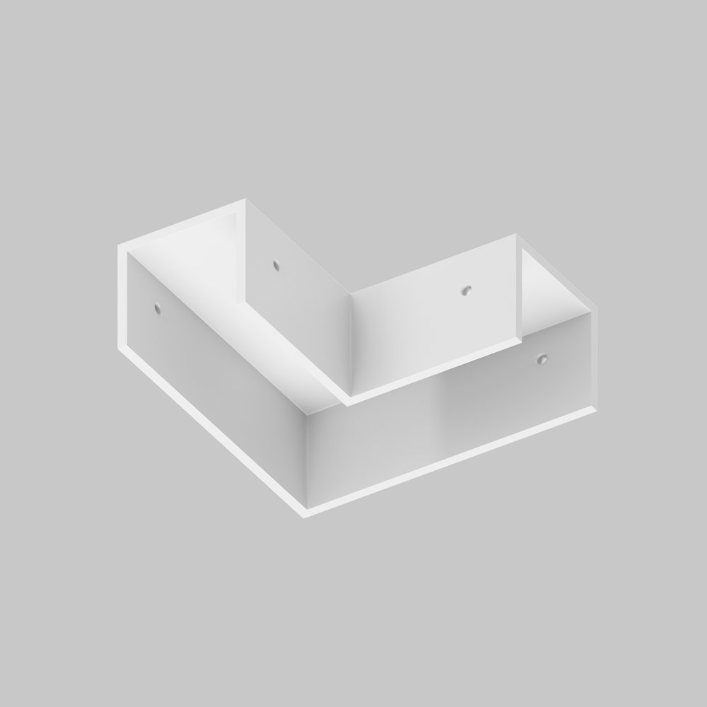 Белый коннектор угловой для профиля уличной трек-системы «Elasity IP» O-TR001-AC90-W