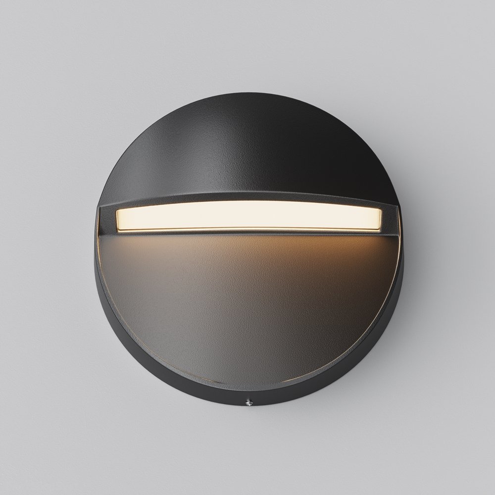 Круглый чёрный накладной уличный настенный светильник подсветка 3Вт 3000К «Mane» O046SL-L3B3K