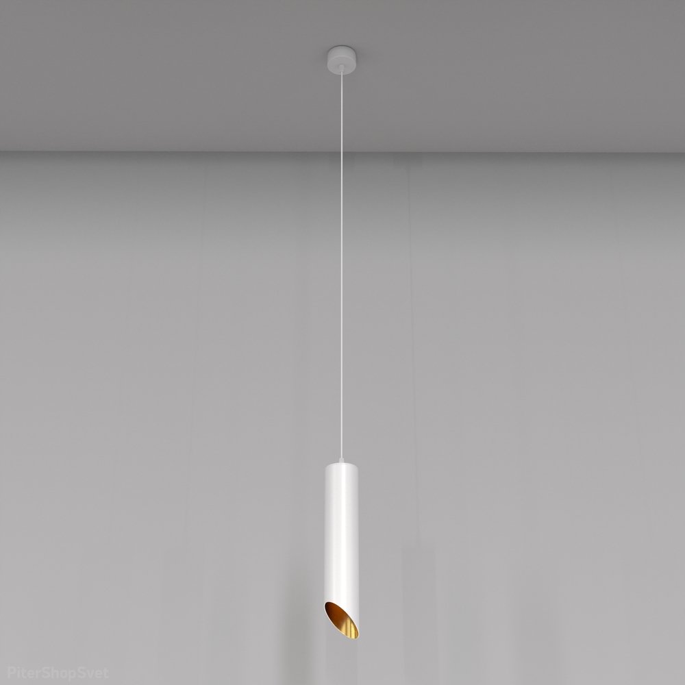 Подвесной светильник срезанный цилиндр белый с золотом «Lipari» P044PL-01-30GU10-W