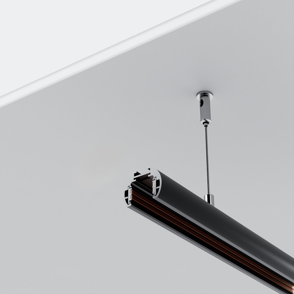 2м чёрный шинопровод низкопрофильный подвесной круглый «Busbar trunkings Exility» TRXM034-R-412B