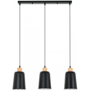 Тройной чёрный светильник с подвесами на длинном основании «Madina»