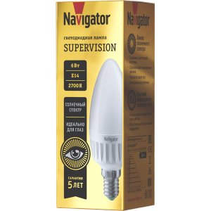 Лампочка с высокой цветопередачей CRI 97 Е14 6Вт 2700К «Supervision»