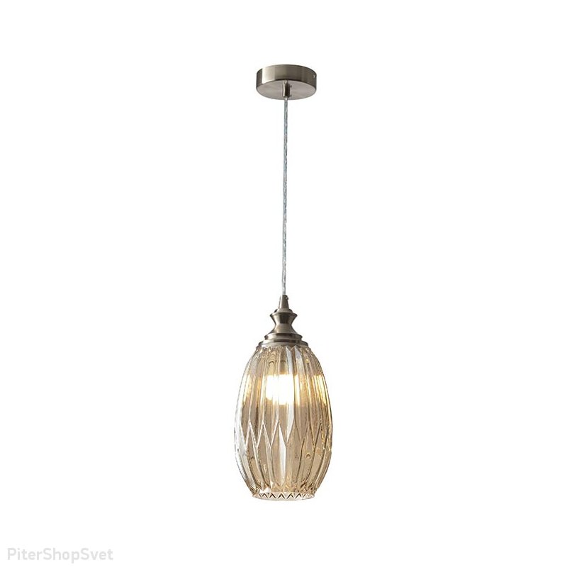 Подвесной светильник цвета никеля с коньячным плафоном 6141/S nickel/cognac