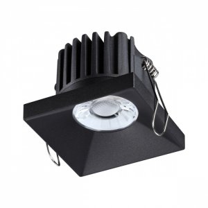 Чёрный квадратный встраиваемый светильник с влагозащитой IP44 10Вт 3000К «METIS»