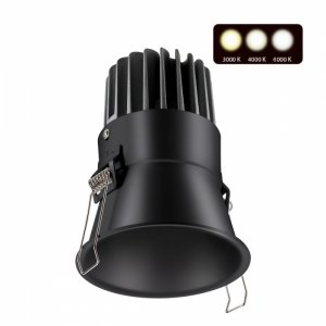 Чёрный встраиваемый светильник 18Вт с переключателем цветовой температуры «LANG»