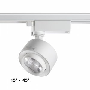 Белый однофазный трековый светильник 15Вт 4000К 15-45° «EDDY»