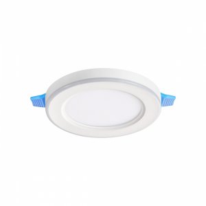 Белый круглый встраиваемый светильник с LED подсветкой 6+3Вт 4000+RGB «SPAN»