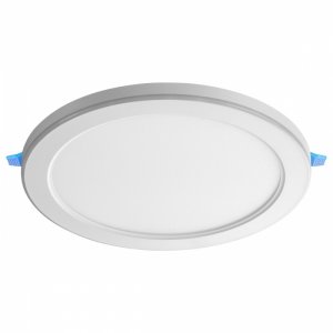 Белый круглый встраиваемый светильник с LED подсветкой 18+6Вт 4000К, регулируемый монтажный диаметр 
