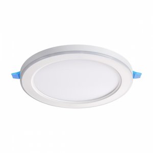 Белый круглый встраиваемый светильник с LED подсветкой 12+4Вт 3000К, регулируемый монтажный диаметр 
