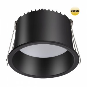 Чёрный круглый встраиваемый светильник 12Вт 3000К «Tran»