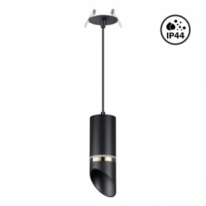 Чёрный встраиваемый подвесной светильник с влагозащитой IP44 «DELTA»