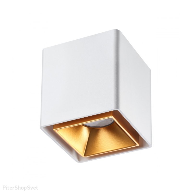 Прямоугольный бело-золотой накладной светильник 10Вт 4000К «RECTE» 358488