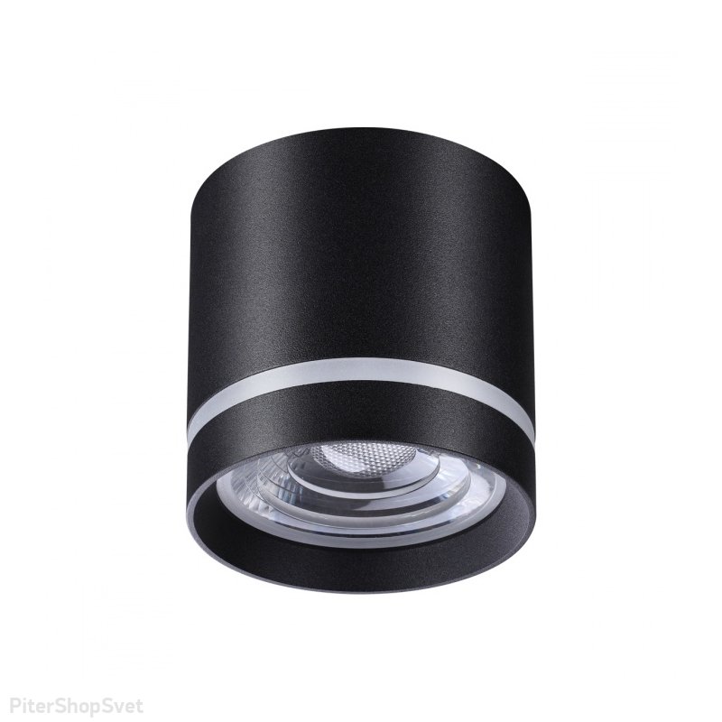 Чёрный накладной потолочный светильник цилиндр 12Вт 4000К «ARUM» 358491