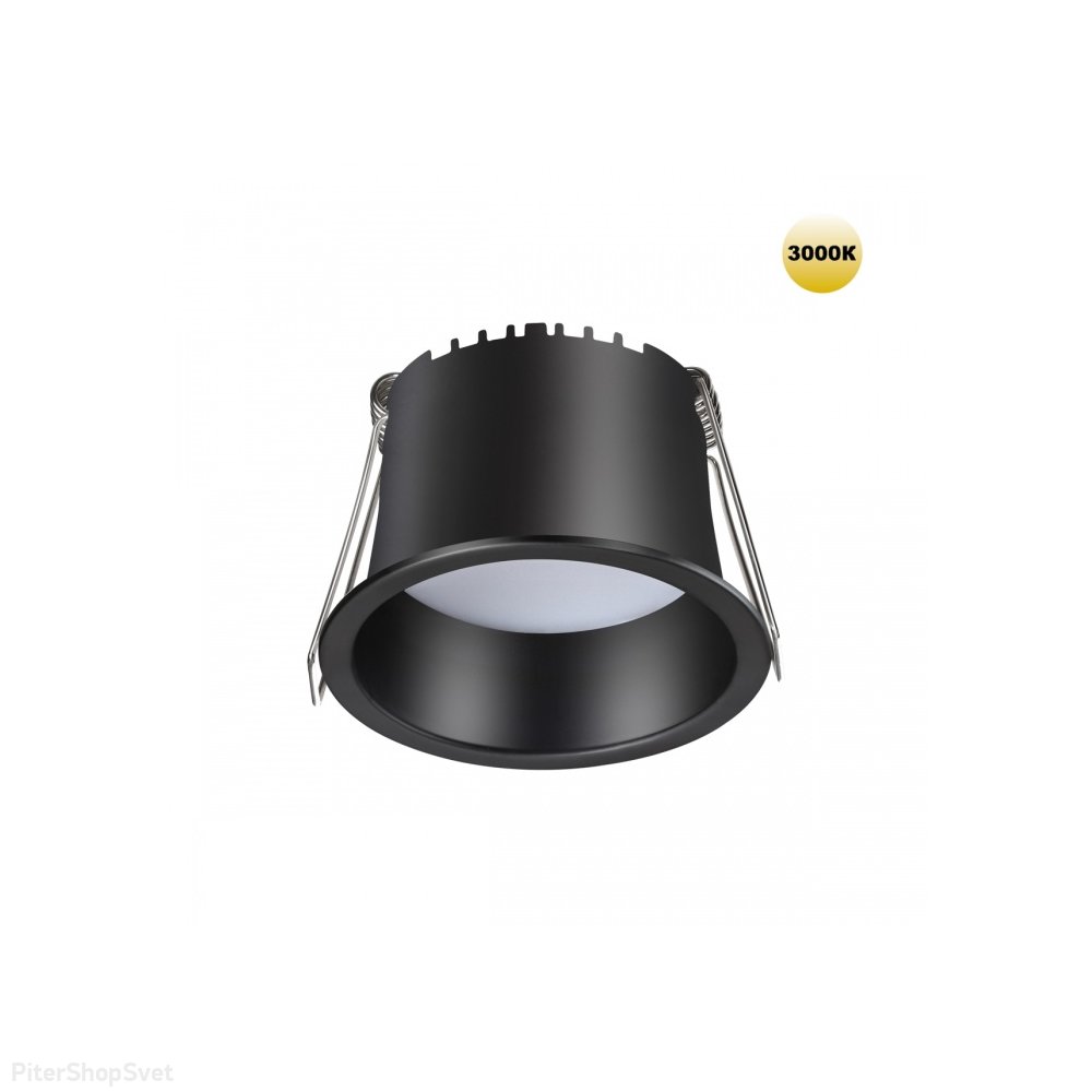 Чёрный круглый встраиваемый светильник 6Вт 3000К «Tran» 359233