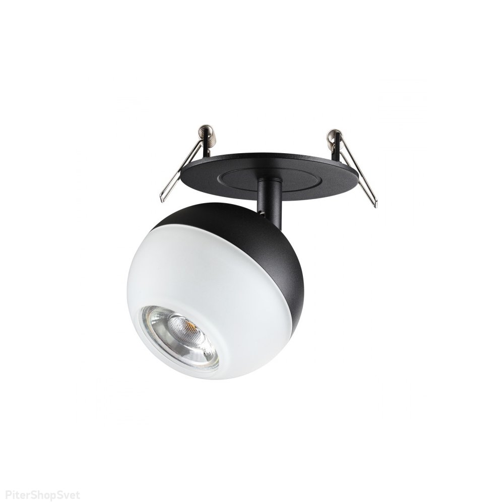 Чёрно-белый встраиваемый поворотный светильник шар «GARN» 370817