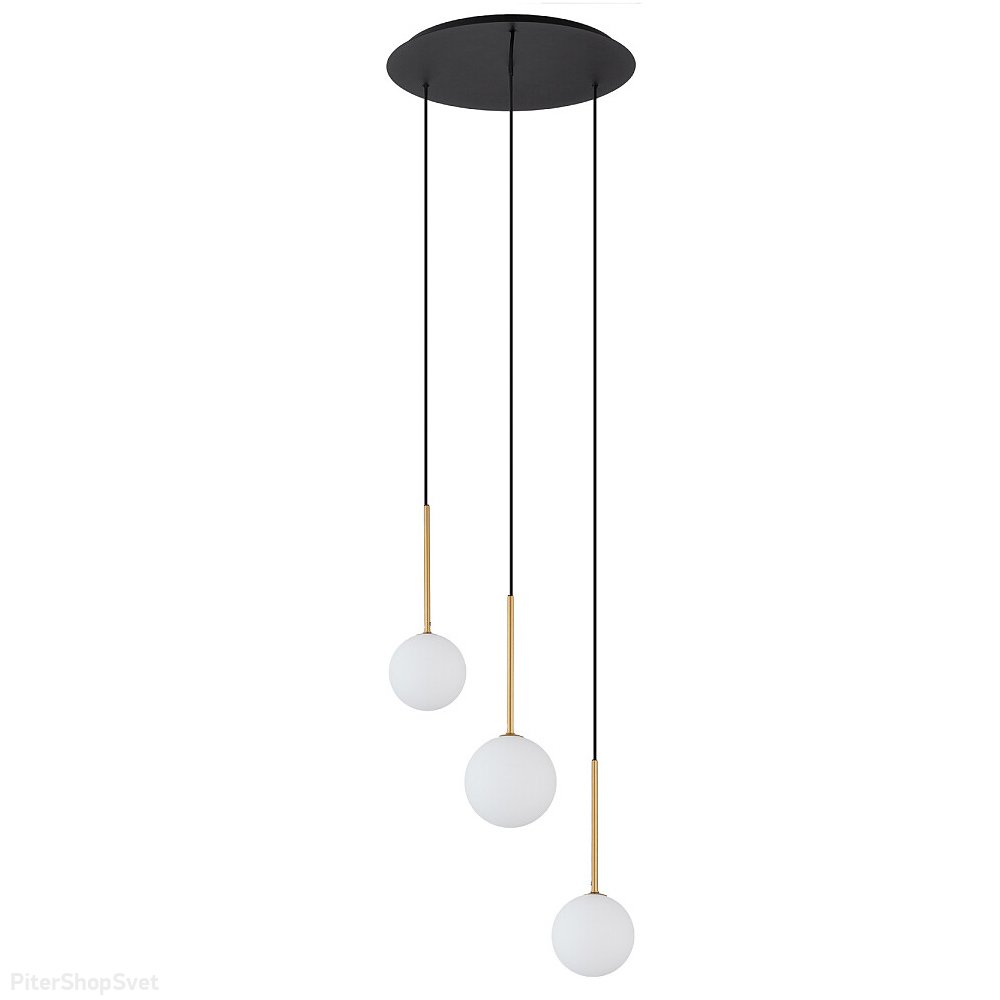 Тройной подвесной светильник с шарами на круглом основании «Karo» 10304
