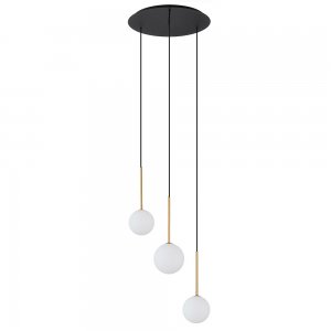 Тройной подвесной светильник с шарами на круглом основании «Karo»