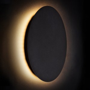 15см 7Вт чёрный плоский круглый настенный светильник подсветка 3000К «Ring»