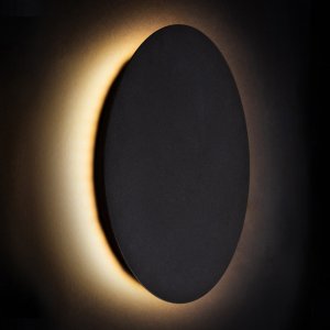 35см 12Вт чёрный плоский круглый настенный светильник подсветка 3000К «Ring»