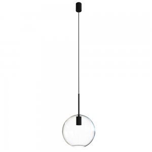Чёрный подвесной светильник с прозрачным плафоном шар 25см «Sphere»