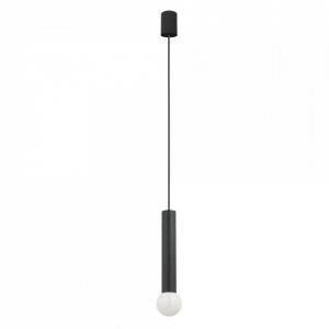 Чёрный подвесной светильник с открытой лампой «Baton»