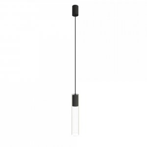 Чёрный подвесной светильник с прозрачным цилиндром «Cylinder»