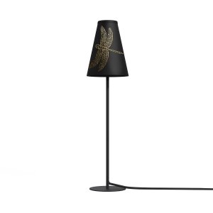 Чёрная настольная лампа с рисунком стрекоза «Trifle»