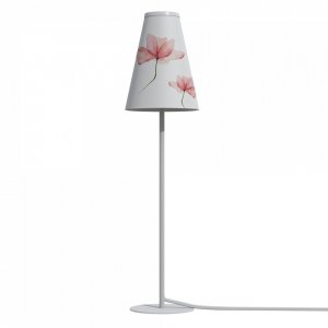 Белая настольная лампа с цветами на абажуре «Trifle»