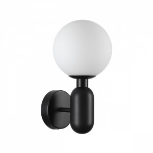 Чёрный настенный светильник с белым шаром «Okia»