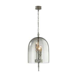 Подвесная люстра серебряного цвета с дымчатым куполом «Bell»