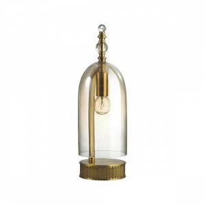 Настольная лампа бронзового цвета с коньячным плафоном «Bell»