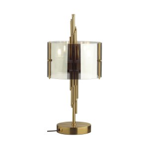 Настольная лампа бронзового цвета с дымчатым плафоном «Margaret»