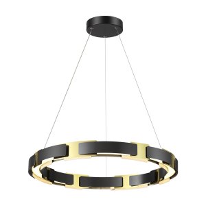 Чёрно-золотая подвесная люстра кольцо 60см 55Вт 3000К «Fierro»
