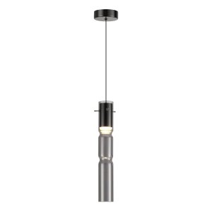 Чёрный подвесной светильник с дымчатым плафоном цилиндр 5Вт 3000К «Scrow»