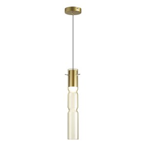 Подвесной светильник с плафоном цилиндр, золотой/янтарный «Scrow»