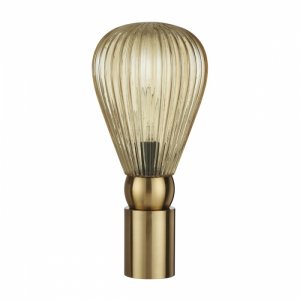 Настольная лампа золотого цвета с янтарным плафоном «Elica»