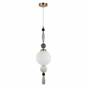 Подвесной светильник с плафоном шар и керамическим декором «Palle»