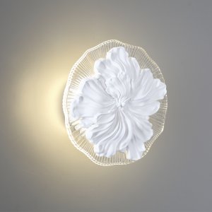 Белый плоский круглый настенный светильник подсветка цветок «Fiore»