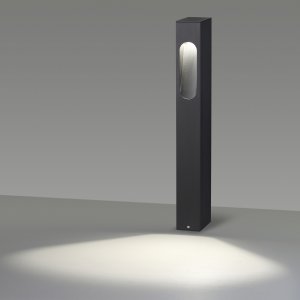 Чёрный уличный прямоугольный светильник столб для подсветки тропинок «TION»
