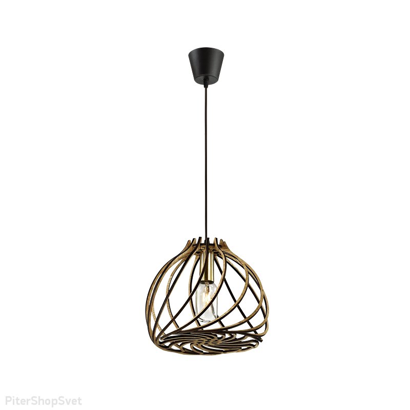 Подвесной светильник с абажуром из клееной фанеры 2893/1 SPIRA Odeon Light