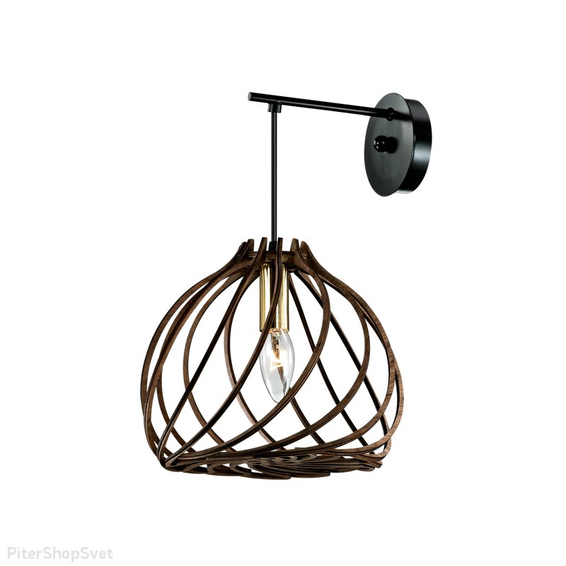 Бра с абажуром из клееной фанеры 2893/1W SPIRA Odeon Light