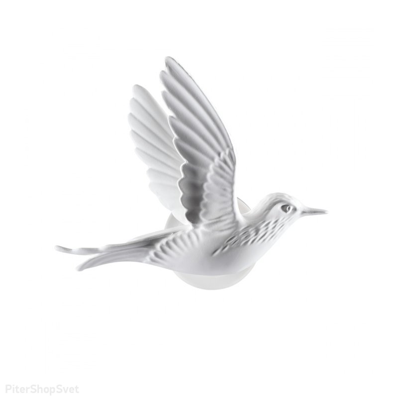 Белый гипсовый настенный светильник панно в виде летящей птицы 3Вт 3000К «Colombella» 4310/3WLA