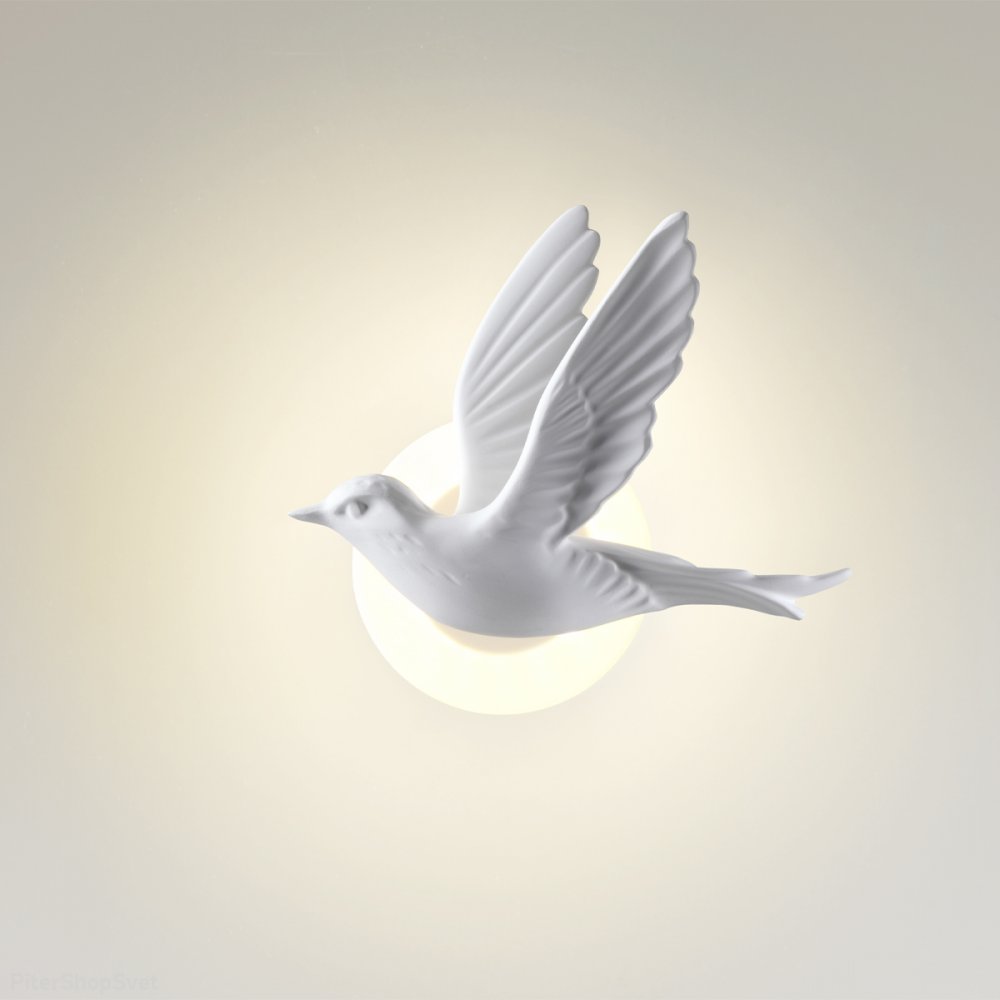 Белый настенный светильник для подсветки летящая птица 3Вт 3000К «Colombella» 4341/3WL