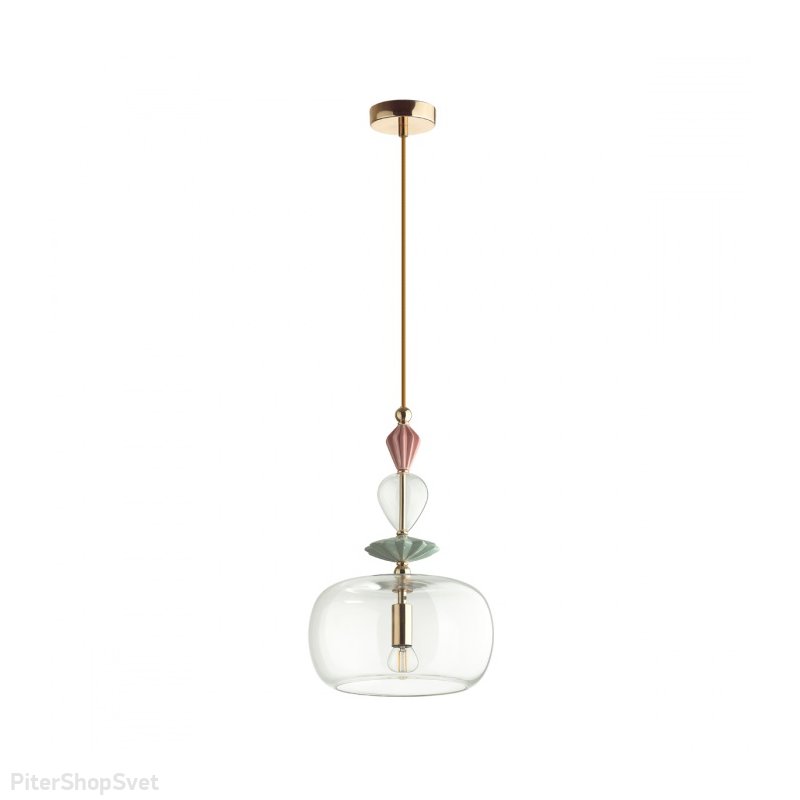Подвесной светильник золотого цвета с декором из цветной керамики «Classic Bizet» 4855/1A