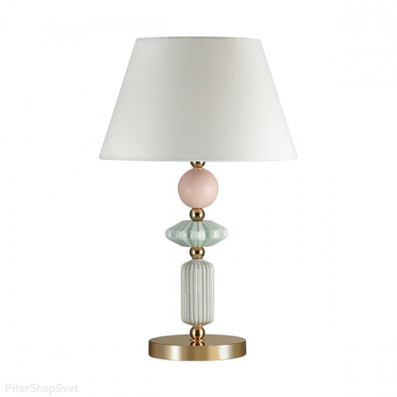 Настольная лампа с белым абажуром и керамическим декором «Candy» 4861/1TB