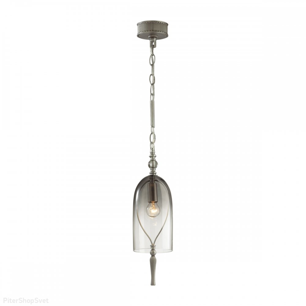 Подвесной светильник серебряного цвета с дымчатым плафоном «Bell» 4882/1