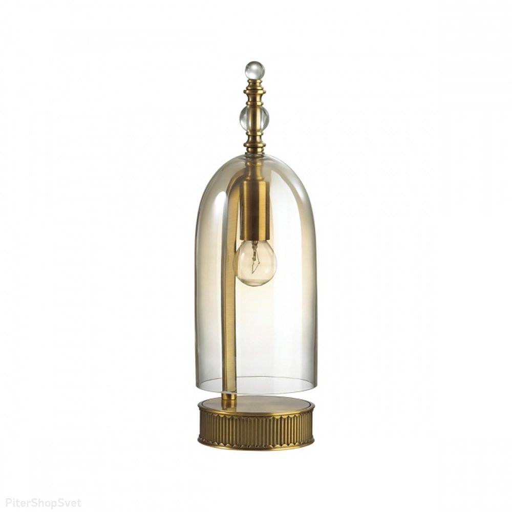 Настольная лампа бронзового цвета с коньячным плафоном «Bell» 4892/1T