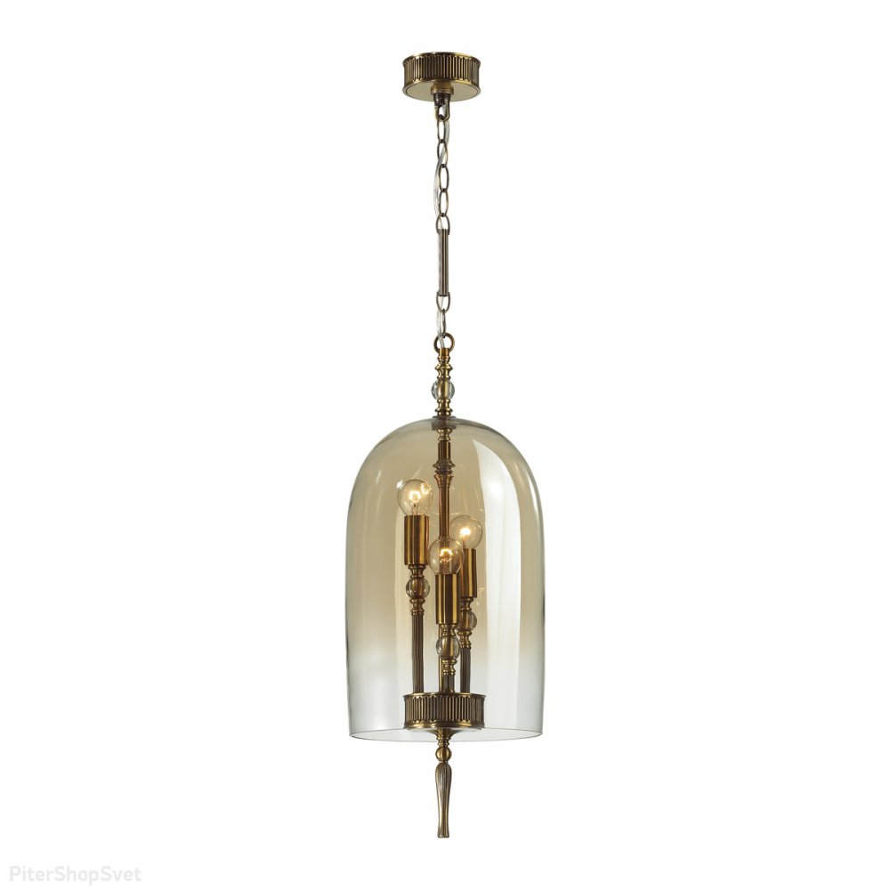 Подвесная люстра бронзового цвета со стеклянным куполом «Bell» 4892/3