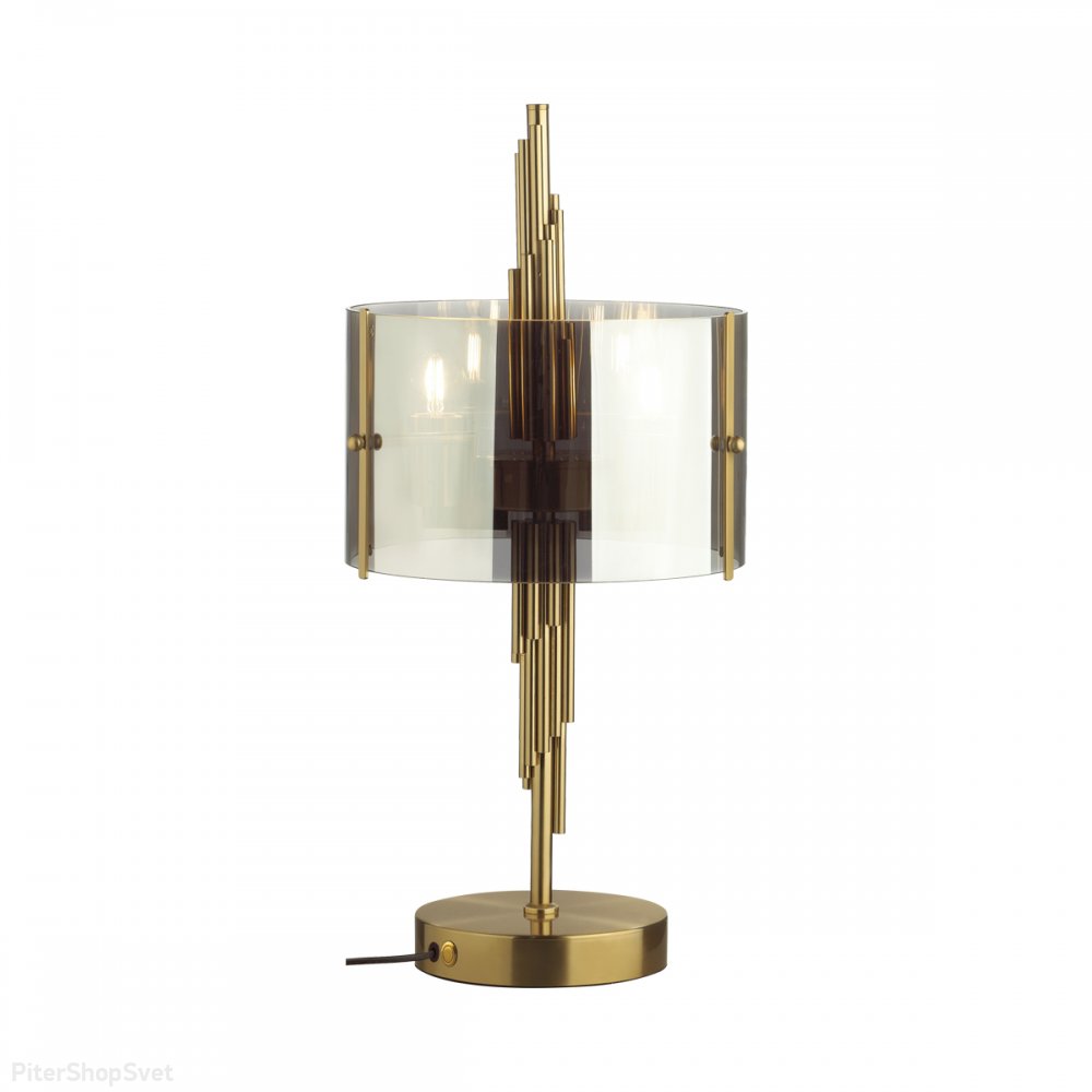 Настольная лампа бронзового цвета с дымчатым плафоном «Margaret» 4895/2T