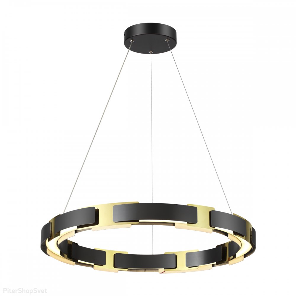 Чёрно-золотая подвесная люстра кольцо 60см 55Вт 3000К «Fierro» 4991/55L